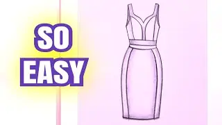 Simple Fashion Dress Sketch in Minutes | NO EXPERIENCE Needed | Pencil Sketch Drawing Easy
