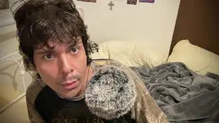 ASMR fluffy mic blowing and scratching