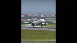 Жёсткая посадка и уход А321N Turkish Airlines #aviation #turkishairlines #airbus #a321 #landing