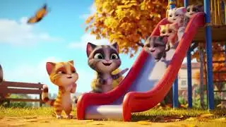A Fun Day at the Park with Mommy Cat and Kitten &ndash; Cute Cat Family Adventure!
