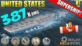 SUPER AIRCARRIER United States - 6 Kills 387k Damage | World of Warships