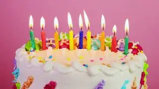 Nine Birthday Candles Burning on Cake | Silent Birthday Candle Video