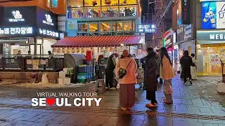 Seoul Evening Walk, Downtown Seoul Jongno Street and Insadong Street, South Korea, Travel, 4K