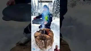 Cooking Fish in winter 🐟🔥😍 #fishing #cooking #survival #food #fish #shorts