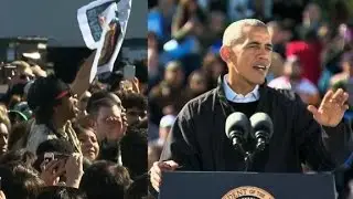 Obama to protester: Go to your own rally