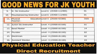 jkssb physical education teacher posts | jk youth services and sports | JK Jobs Updates 2023