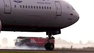 Aeroflot Landing Amsterdam Schiphol Slow Motion Boeing 777
