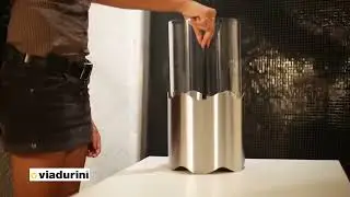 Tabletop bioethanol fireplace made of stainless steel and glass - Leon
