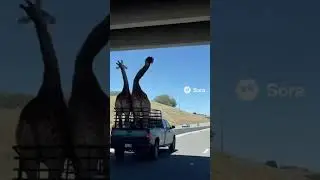 Terrifying giraffe collision with highway bridge 😣😣 #funny #trend #animals #shorts #short
