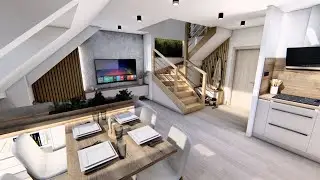 3D virtual tour - Living room, kitchen, hall and dining room / Graphic design, interior design