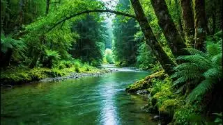 Serene Forest Ambience Sounds | River Flowing Sounds for Deep Rest | Morning Birds Chirping Ambience