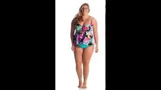 Maxine Plus Size Waikiki Tie Front Tankini Top | SwimOutlet.com