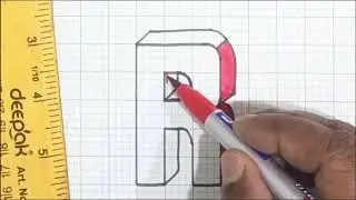 How to draw 3D letter Capital alphabet R tutorial | G. DeviChandra #Video