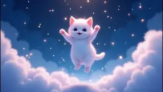 white kitten dancing in the cloud ,