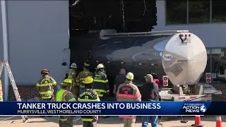 Truck crashes into building on Route 22 in Murrysville