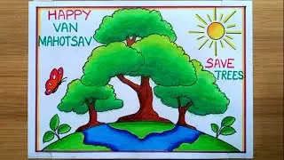 Van Mahotsav Poster Drawing/Happy Van Mahotsav Drawing/How To Draw Van Mahotsav Poster Drawing Easy