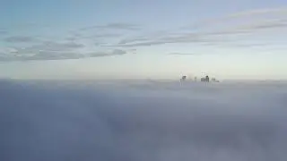 Drone Flight - Winter Fog Covered London near Canary Wharf (November 2020)