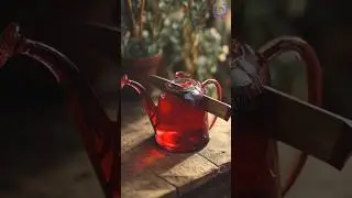 ☕Glass Teapot Cutting ASMR! Red Liquid Spill Satisfaction #shorts #glassteapot #asmr