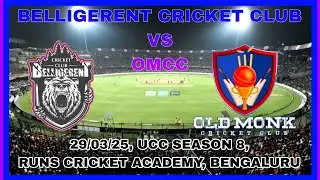 BELLIGERENT CRICKET CLUB VS OLD MONK CRICKET CLUB, 29/03/25, UCC  8, RUNS CRICKET ACADEMY, BENGALURU