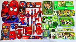 Spiderman vs BEN10 Stationery & Toys Collection 😍Watch, Geometry, Lunchbox, Game, Spinner, Colors