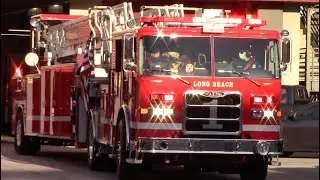 Long Beach Fire Dept. Truck 1 & Engine 1 (Reserve) Responding