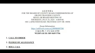 Grand Traverse County Road Commission - Regular Board Meeting July 25 2024 at 6 PM