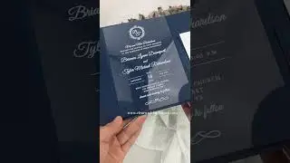 Navy and silver clear acrylic pocket wedding invitations #weddinginvitation