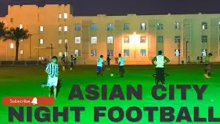 Qatar Asian City Playing Football In Night  Staff Accommodations Doha Qatar Asian Town