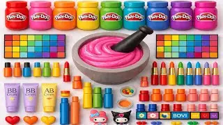 Satisfying Slime ASMR DIY 🌈 How to Mixing PINK Cloud Slime with Makeup Candy Playdoh Beads Glitter