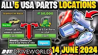 ALL 5 USA PARTS Locations In Drive World For Stallion M Race Quest! Roblox Drive World Parts USA