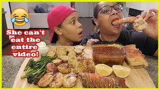 Seafood boil mukbang, Try NOT to eat while WATCHING me eat challenge!