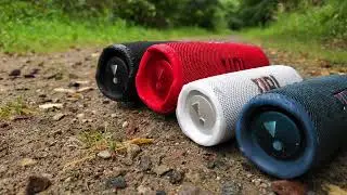 2x JBL Charge 5 + 2x JBL Flip 6 bass test in light rain