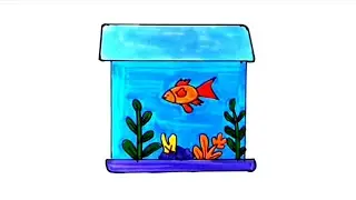 Easy Fish Aquarium Drawing 🐠 | Fish Tank Drawing Very Easy | #Shorts