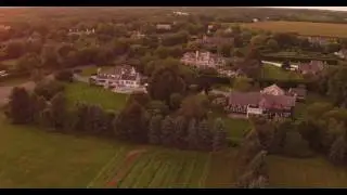 Aerial pass over large estates of Sagaponack, NY.