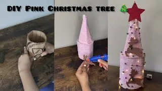 DIY Pink Christmas tree 🎄 from cardboard and yarn| simple and easy