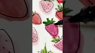 Fruity February bujo cover page with Strawberries