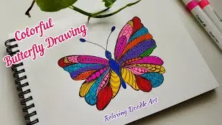 Colorful Butterfly Drawing | Easy Zentangle Art | Relaxing & Aesthetic Doodle Art