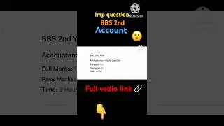 IMP QUESTION FOR BBS 2nd Account | FULL VEDIO LINK 🔗👉 