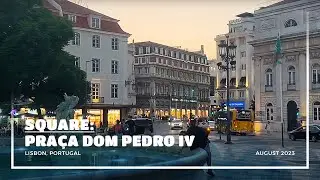 Dom Pedro IV Square in Lisbon during Sunset