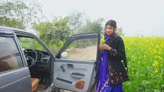 Blue Dress Girl Starts Car | Pedal Pumping & Soft Acceleration in Flower Fields”
