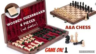 A&A Premium Natural Walnut Folding Chess Set