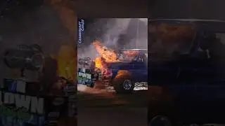 Super modified 4wd truck catches fire #truckpulling #truck