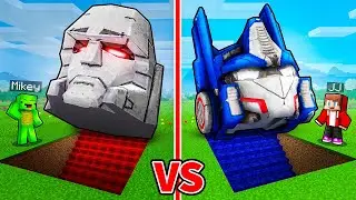 JJ and Mikey: TRANSFORMERS Head Base Battle in Minecraft - Maizen