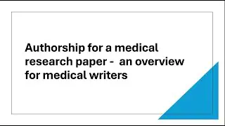 Authorship on a medical research paper