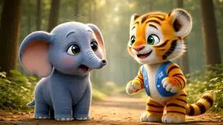 Nori the little elephant and milo the friendly tiger on a gentle forest adventure 