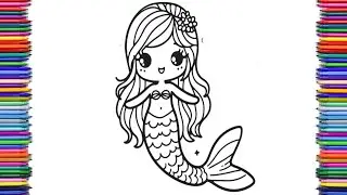 Cute Mermaid Drawing Painting & Coloring For Kids And Toddlers_ Kids Art |