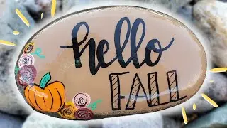 Hello Fall Rock Painting Tutorial