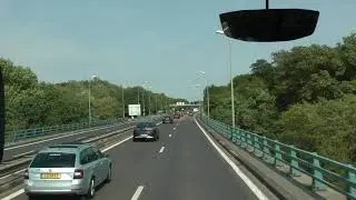 driver view A1 east in Luxembourg from Route de Remich/E29 (American Cemetery) to German border