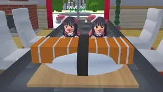 Близнецы едят гигантские суши с лососем 🍣 | Забавная история | Sakura School Simulator