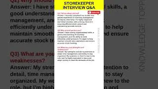 Store Keeper Job Interview Questions and Answers | Store Keeper Interview Questions and Answers